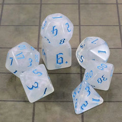 Stardust Glyph Glitter Blue Dice Set