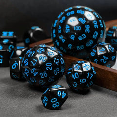 Juego de dados de orbe de códice de obsidiana D100