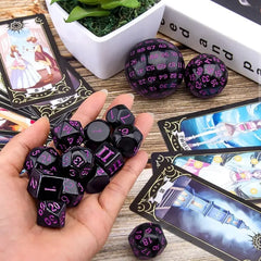 Juego de dados de orbe de códice de obsidiana D100