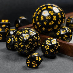 Juego de dados de orbe de códice de obsidiana D100