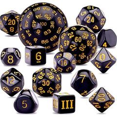 Juego de dados de orbe de códice de obsidiana D100