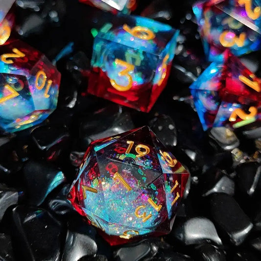 Lava vs Ocean Liquid Core Dice Set