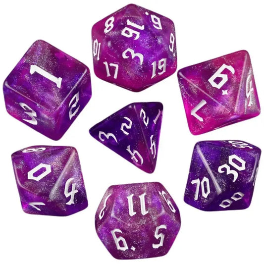 Sparkling Violet Dice Set - Aurora Vortex Series