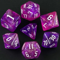 Sparkling Violet Dice Set - Aurora Vortex Series