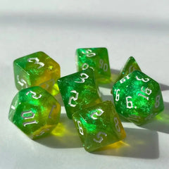 Emerald Sparkle Dice Set - Aurora Vortex Series