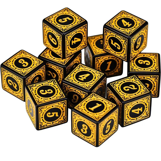 Vintage Amber Yellow Dice Set-10Piece