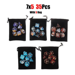 105-Piece Dual-Color Polyhedral DND Dice Collection - Bulk Fantasy RPG Set with 15 Complete 7-Die Groups & 15 Pouches for Tabletop Gaming, Math Classrooms, and Roleplay Accessories