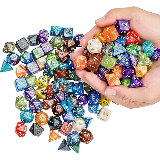 105-Piece Dual-Color Polyhedral DND Dice Collection - Bulk Fantasy RPG Set with 15 Complete 7-Die Groups & 15 Pouches for Tabletop Gaming, Math Classrooms, and Roleplay Accessories