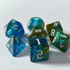 Gilded Seafoam Dice Set - Aurora Vortex Series