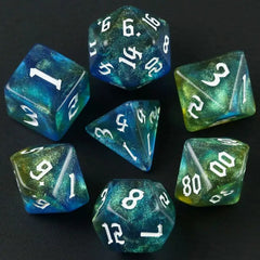 Gilded Seafoam Dice Set - Aurora Vortex Series