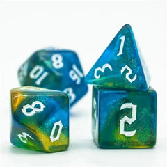 Gilded Seafoam Dice Set - Aurora Vortex Series