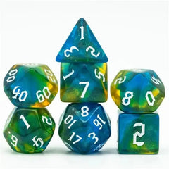 Gilded Seafoam Dice Set - Aurora Vortex Series