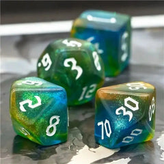 Gilded Seafoam Dice Set - Aurora Vortex Series