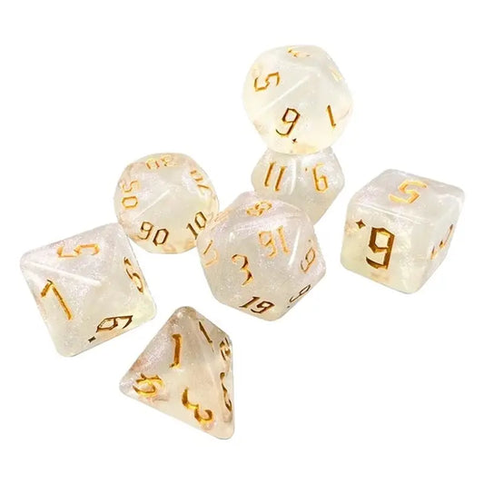 Stardust Glyph Glitter Gold Dice Set