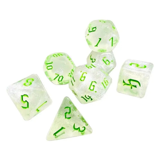 Stardust Glyph Glitter Green Dice Set
