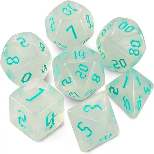 Stardust Glyph Glitter Mint Green Dice Set