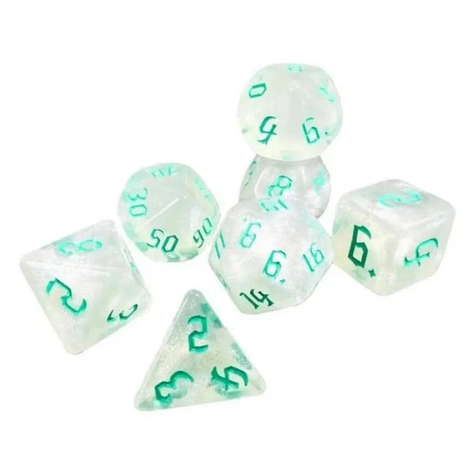 Stardust Glyph Glitter Mint Green Dice Set