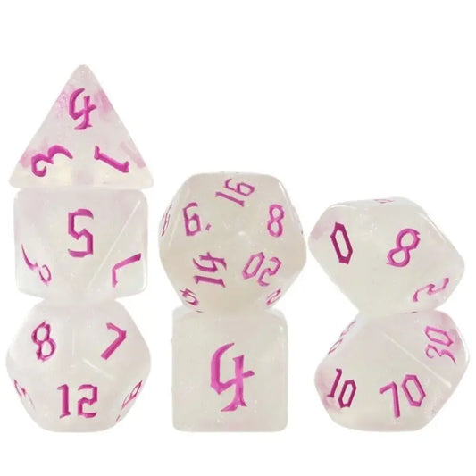 Stardust Glyph Glitter Pink Dice Set