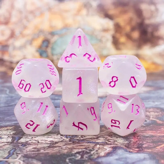 Stardust Glyph Glitter Pink Dice Set