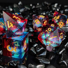 Lava vs Ocean Liquid Core Dice Set