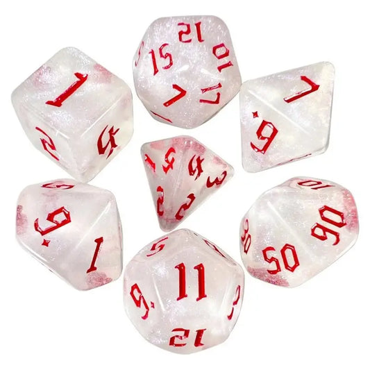 Stardust Glyph Glitter Red Dice Set