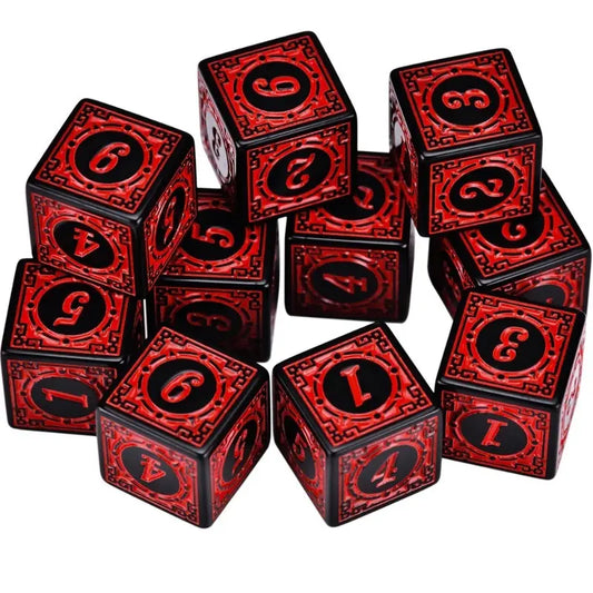 Conjunto de dados vintage vermelho carmesim - 10 peças